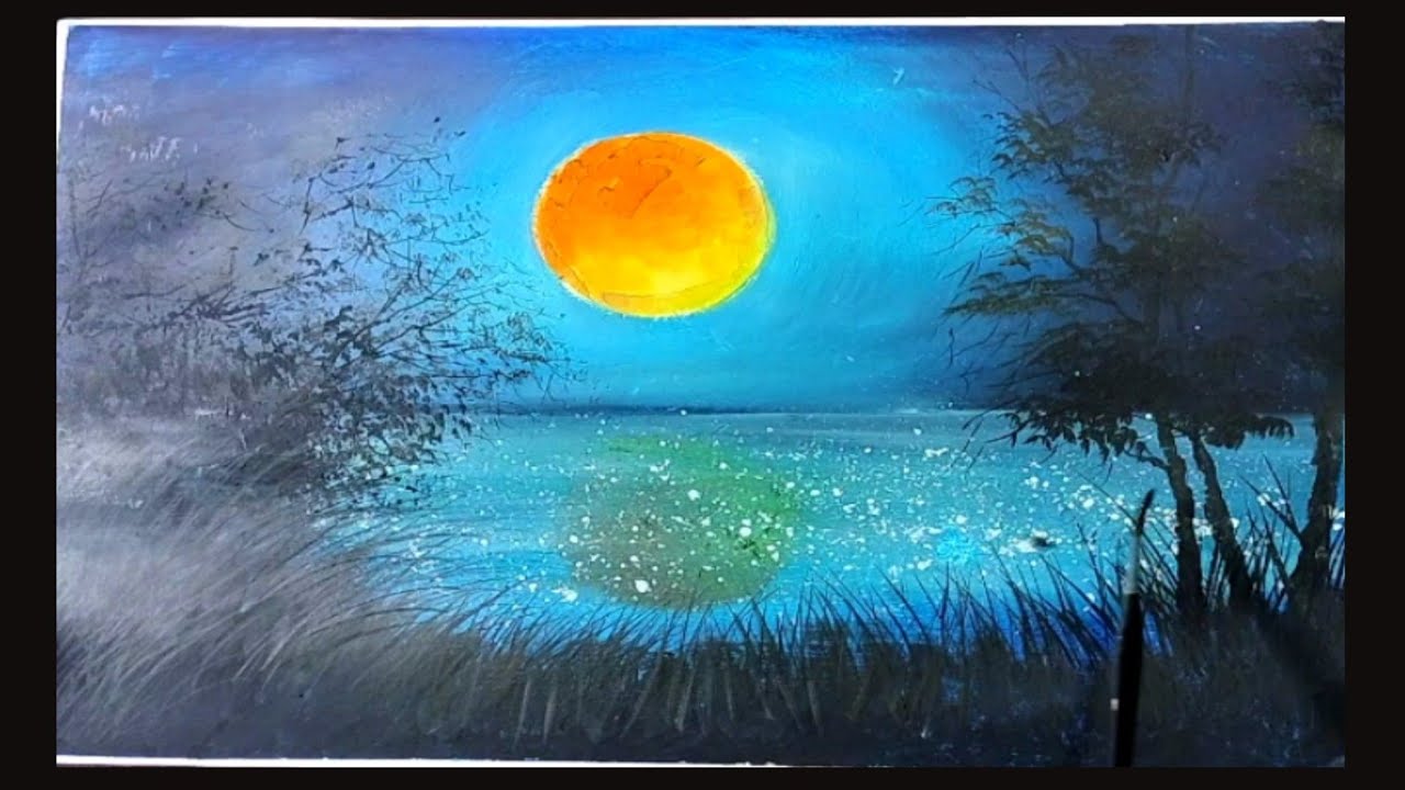 How To Paint A Full Moon For Beginners!Full Moon Painting For Beginners! Gouache Painting by Rubina!
