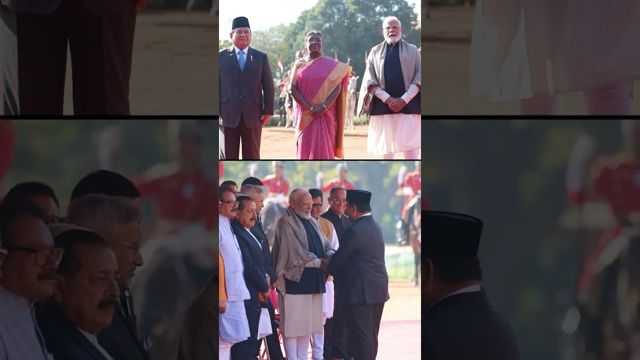 PM Modi attends ceremonial welcome for the President of Indonesia at Rashtrapati Bhavan | #shorts