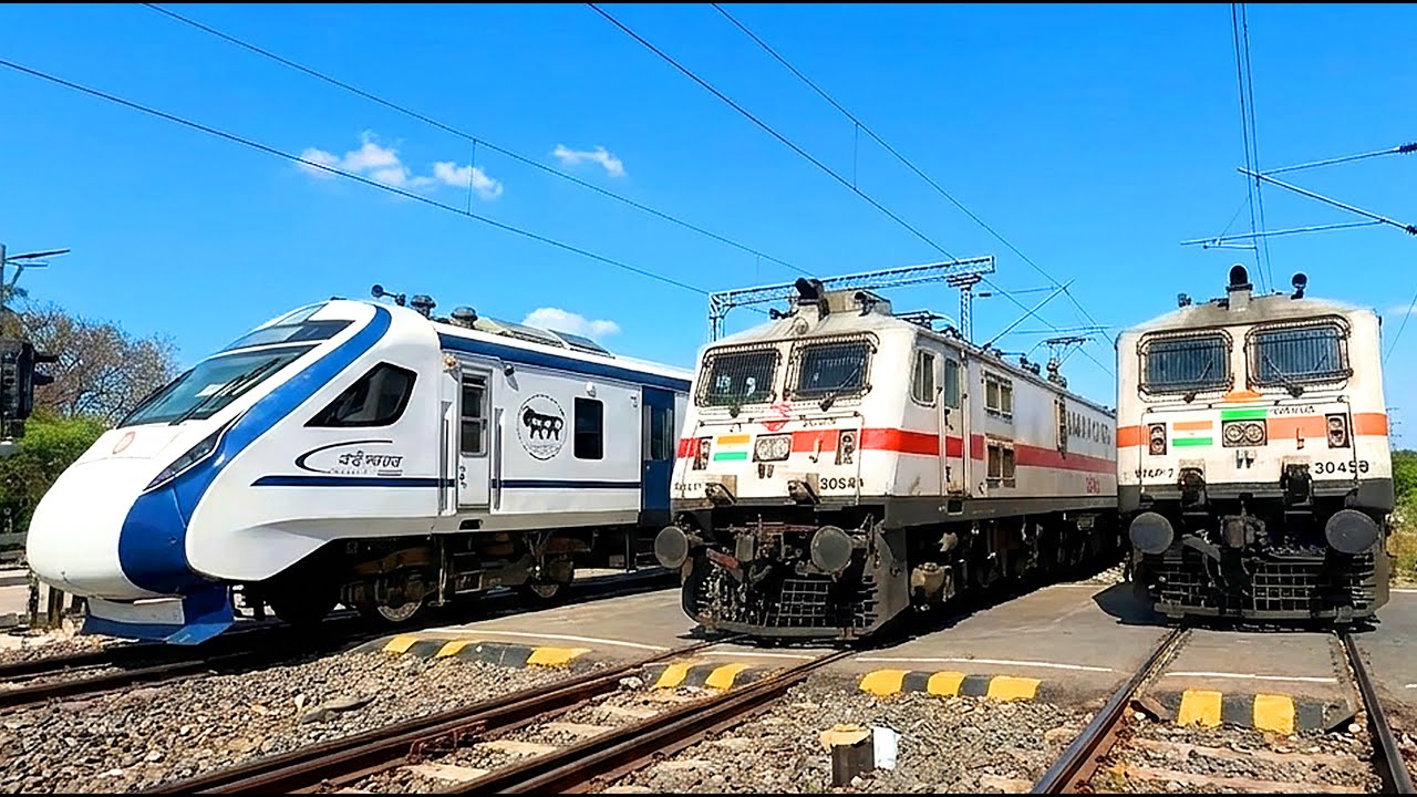 52 RAILROAD LEVEL CROSSING Videos | High Speed Indian Trains Crossing At 130 KMPH!