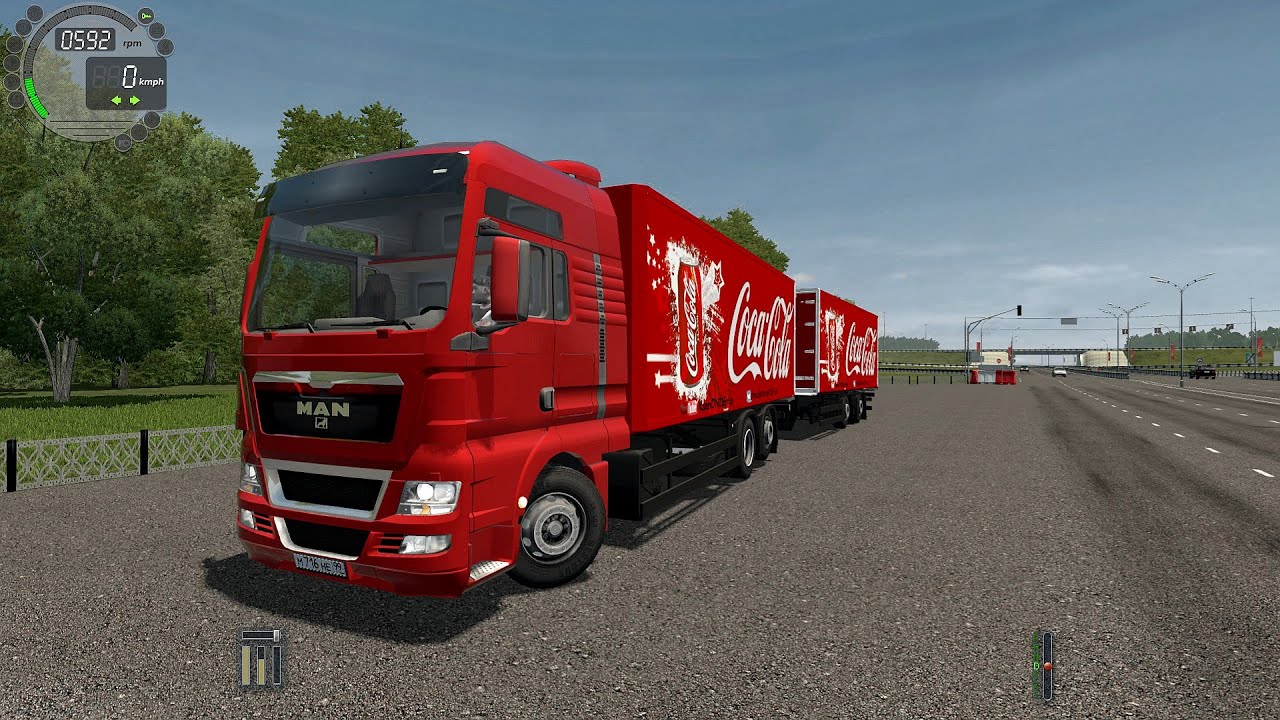 City Car Driving || MAN TGS Truck + Tandem Trailer || Logitech Wheel