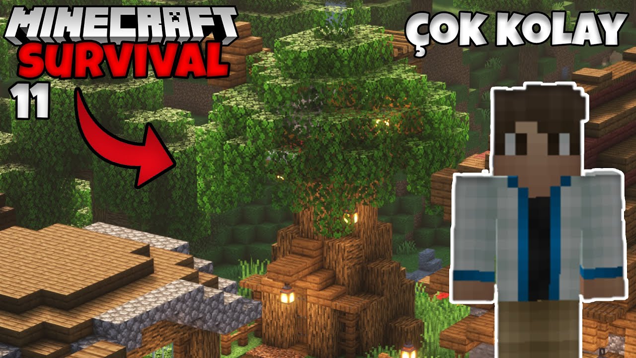 (&Ccedil;OK BASİT) Başlangı&ccedil; i&ccedil;in Ağa&ccedil; Ev Yapımı!! - Minecraft 1.20 Survival