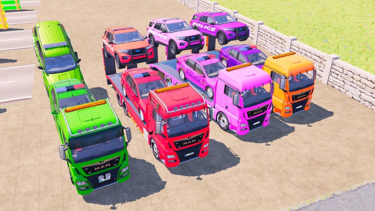 TRANSPORTING POLICE CARS COLOR FULL WITH MAN TRUCK | FS22 Farming Simulator 22 | #fs22 #beamng #1