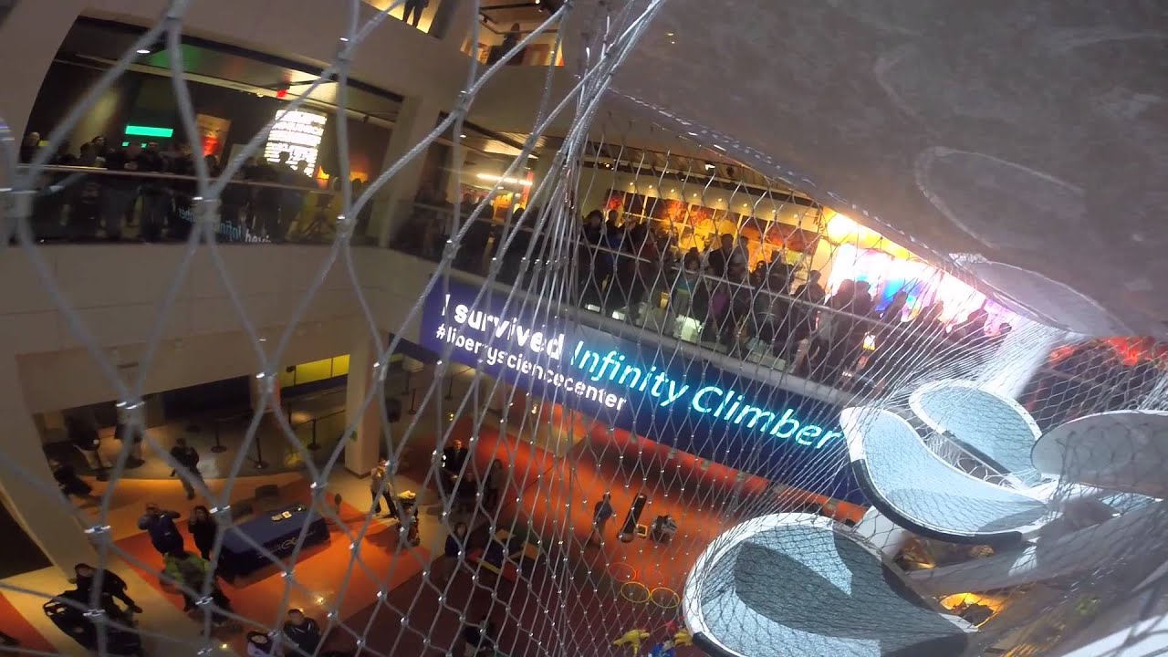 Nik Wallenda goes through Infinity Climber at Liberty Science Center