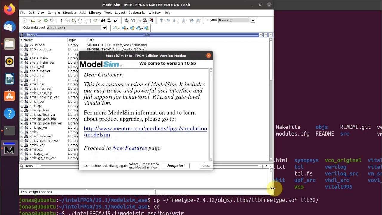Как заставить ModelSim из Quartus Prime Lite работать в Ubuntu 20.04