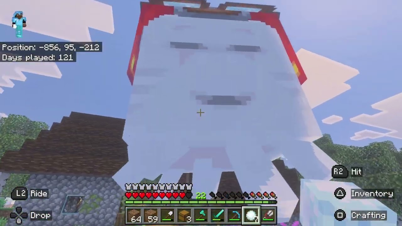 Minecraft Breaking down the building.
