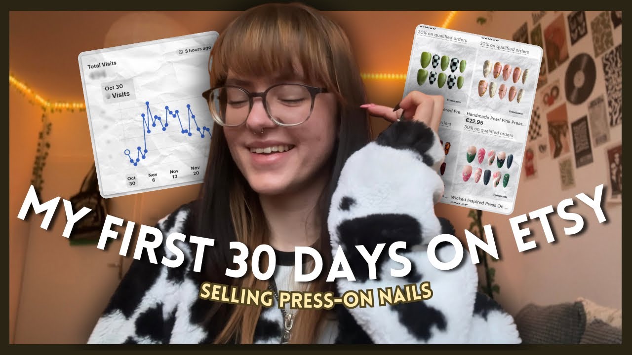 How my first month on ETSY went by selling press-on nails as a beginner!✨| Small nail business 2025 