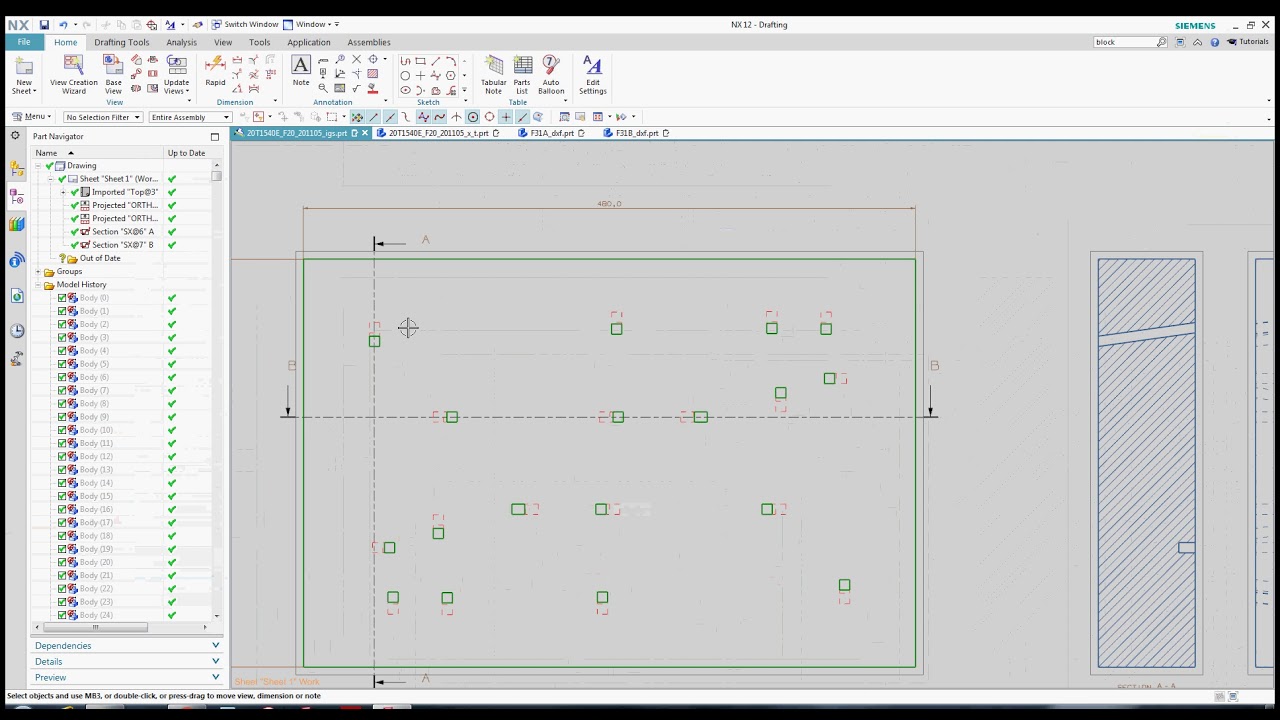 ์NX การใช้คำสั่ง drafting