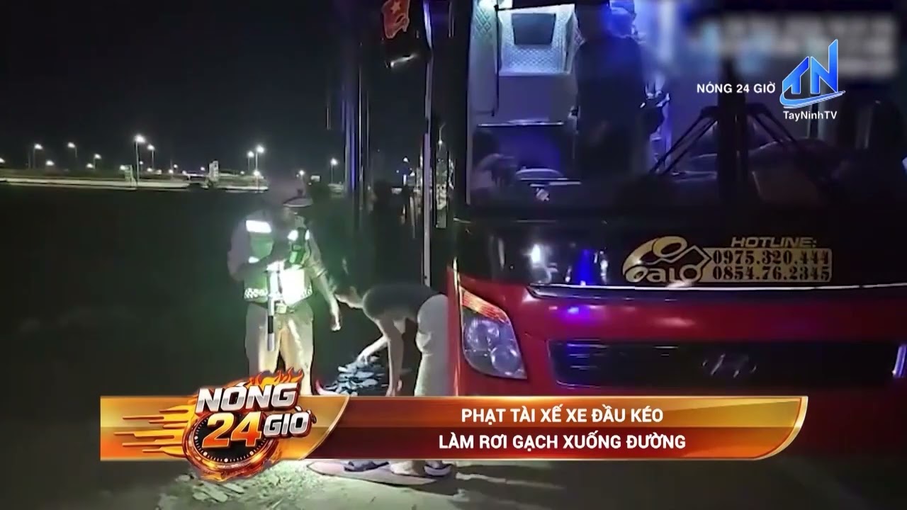 Phạt tài xế xe đầu kéo làm rơi gạch xuống đường | TayNinhTV