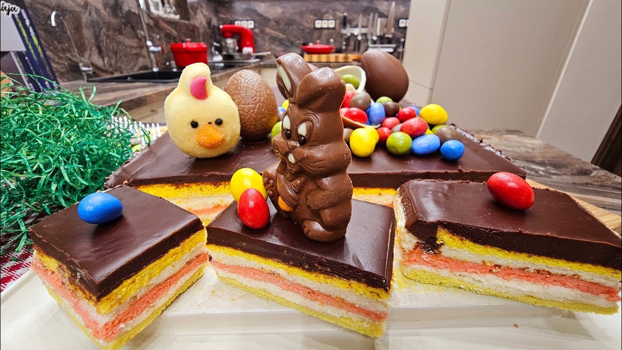 Húsvéti színes vaníliakrémes sütemény 🍰🍰🍰@szokykonyhaja
