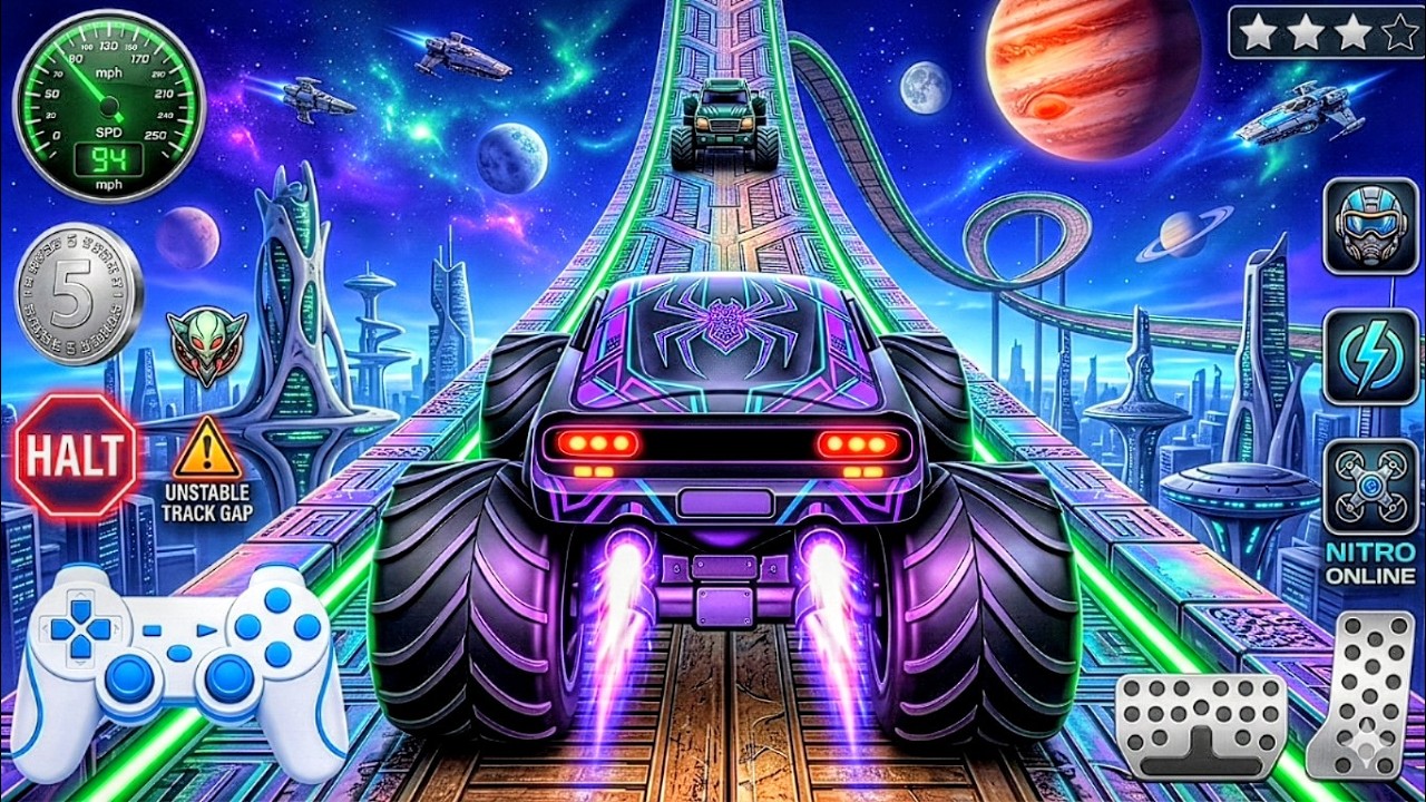 🚨Monster Truck Mega Ramp Extreme Racing Mega Ramp Extreme stunts 💥 Insane Crash Stunts | Gameplay