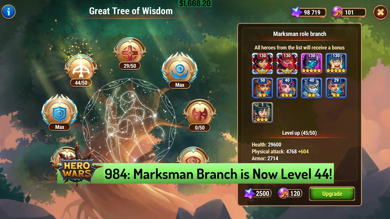 Let's Play Hero Wars 984: Taking the Marksman Branch to Level 44