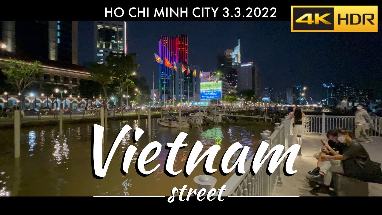 4K Vietnam Street walking Ben Bach Dang Park, District 1, Ho chi minh city, March 2022