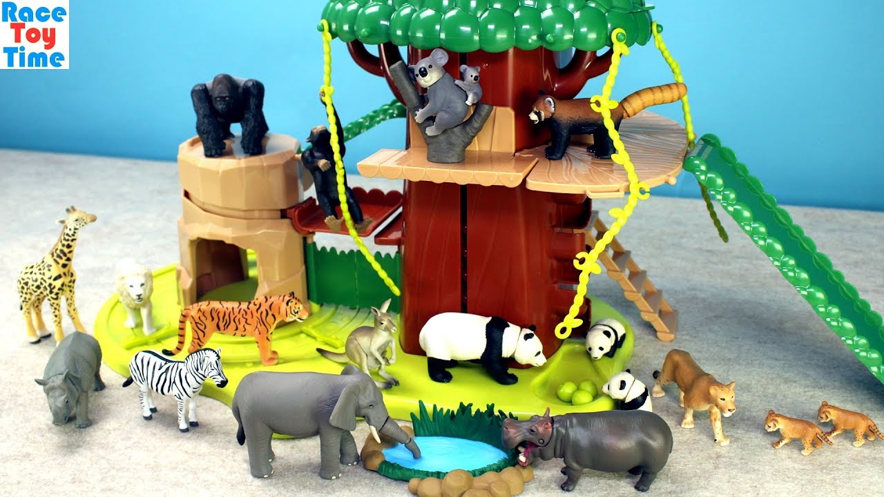 Safari Treehouse Adventure Playset Ania Animals Toys Video