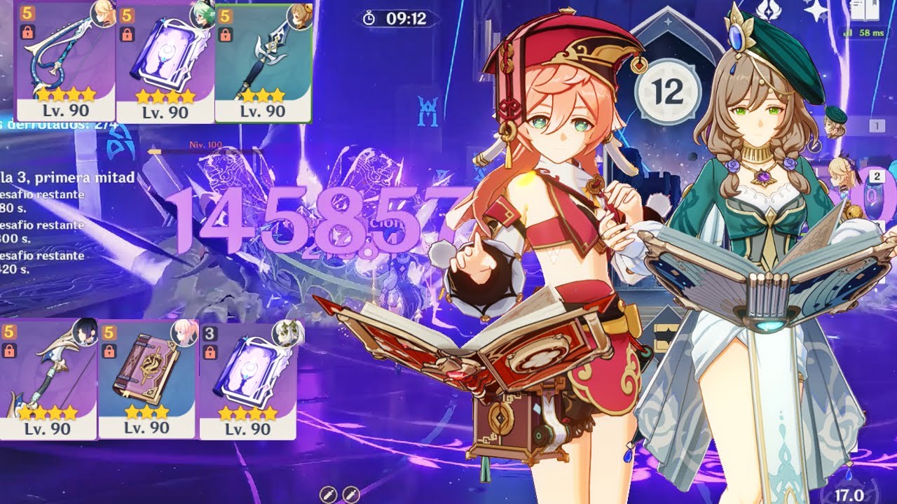 HORRIBLE ABYSS: F2P Lisa DPS team & Yanfei Burgeon. All 4 & 3 stars weapons! New 3.7 abyss 12 リサ【原神】