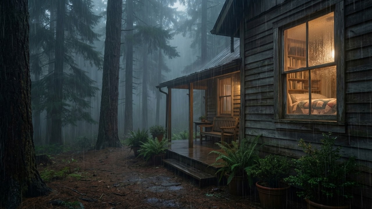 Peaceful Woodland Cabin Rain Sounds for Insomnia Relief and Full Body Relaxation