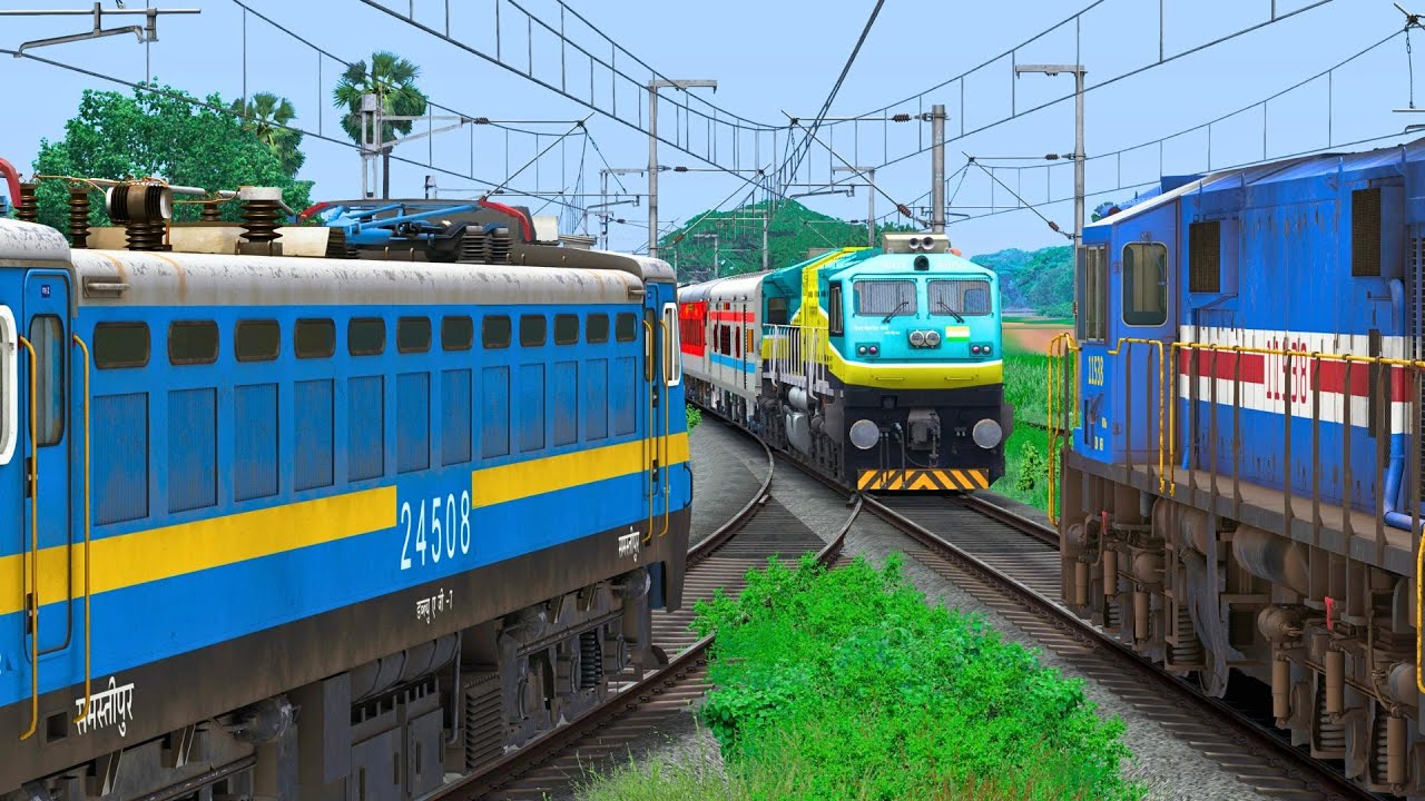 THREE TRAIN CROSSING IN SAME RAIL ROAD | BUMPY RAILROAD | Train Simulator | Railworks | NTG GAMING