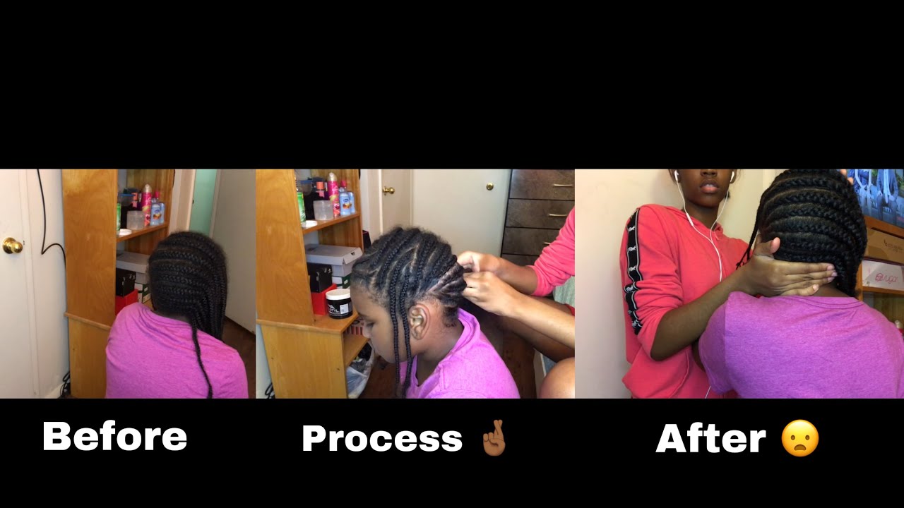 I REDID MY LITTLE SISTER 2WEEK OLD LEMONADE BRAIDS * curly hair texture *