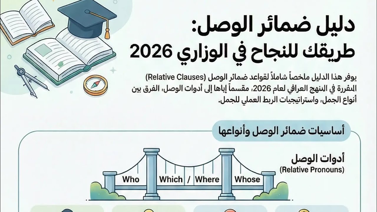 ضمائر الوصل Relative Clauses بسهولة 💯 | who – which – that | سادس إعدادي 2026#تعلم_اللغة_الإنكليزية 