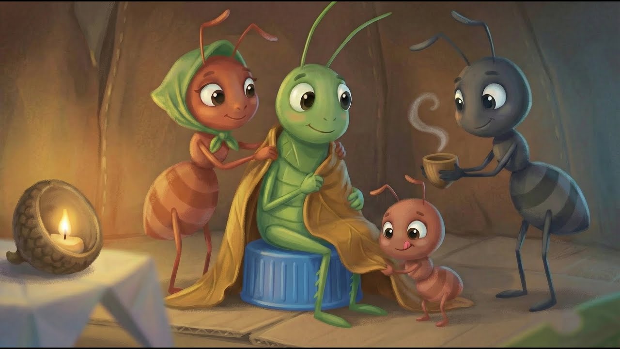 The Grasshopper and the Ants🦗 🐜 | Animated Story for Kids