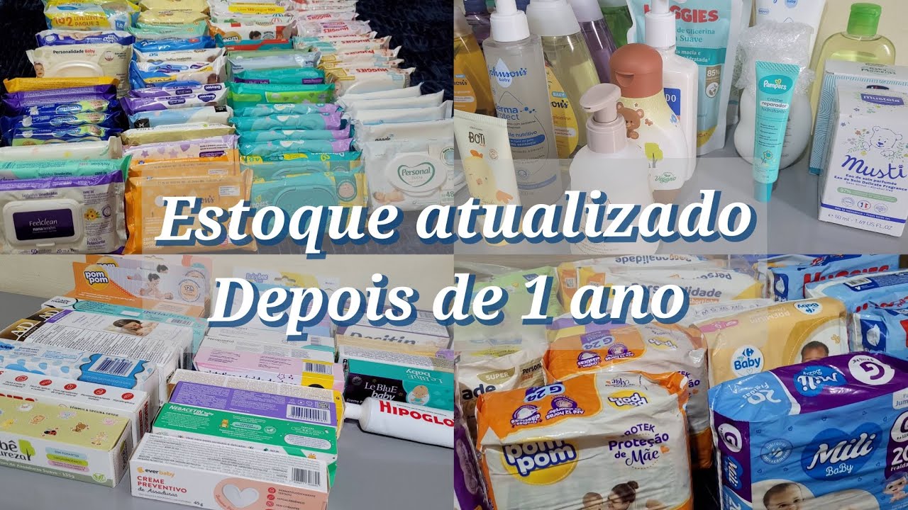 Estoque atualizado do meu bebê de 1 ano | Fraldas, lenços, pomadas e produtos de higiene