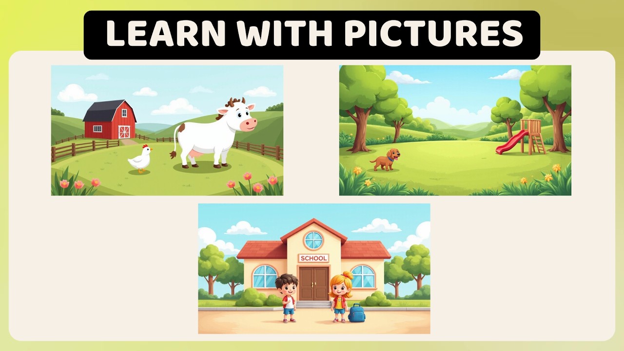 Learn With Pictures | Park, Home, School & Market | Learning Room for Kids