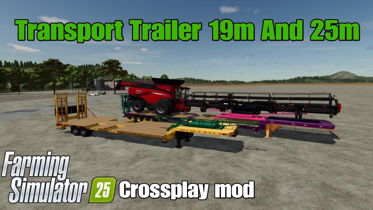 Przyczepa transportowa 19m i 25m / mod crossplay FS25