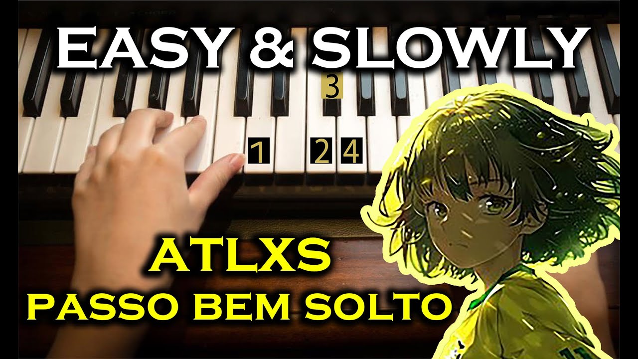 Easy & slowly Piano Tuto | ATLXS - PASSO BEM SOLTO | Beginner Piano - Number Notes