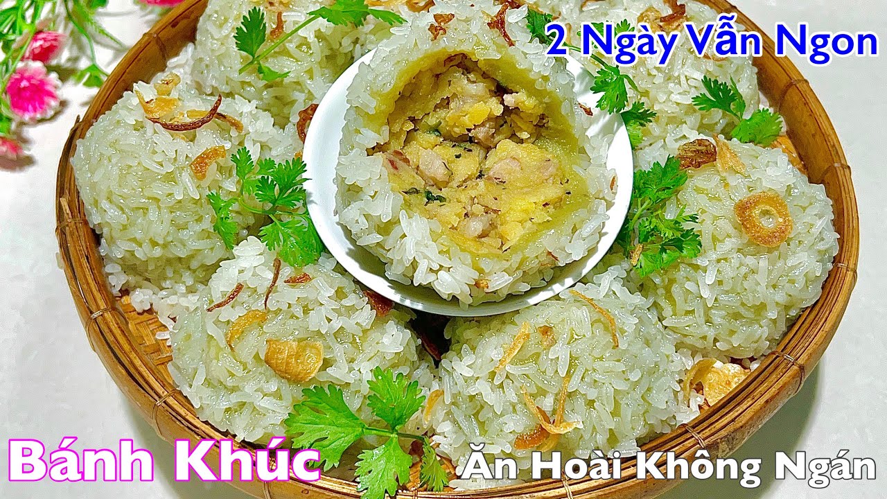 Xôi Khúc- Bánh Khúc Món Bánh Truyền Thống Nhân Đậu Thịt Mềm Dẻo Ngon- Pork sticky rice cake