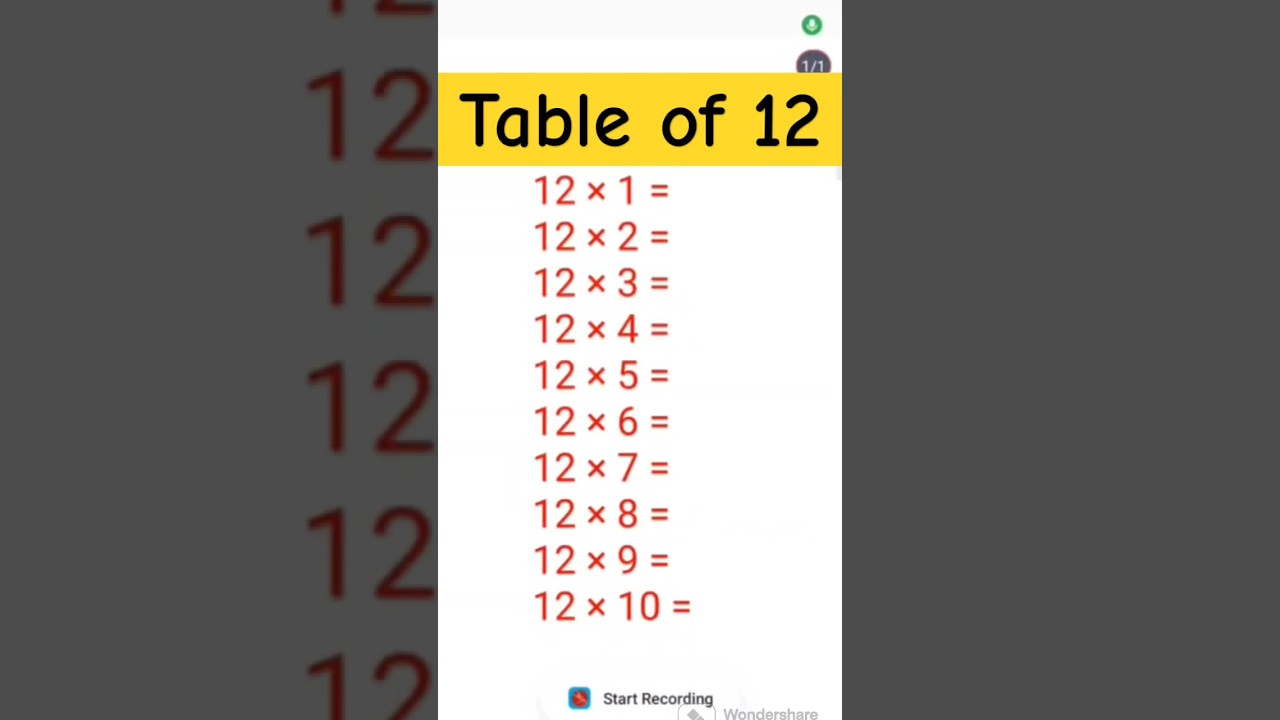 Table of 12 #shorts #explore #ramsiyaram  #math #tables #tableof12  #howtoremembertable #aadipurush