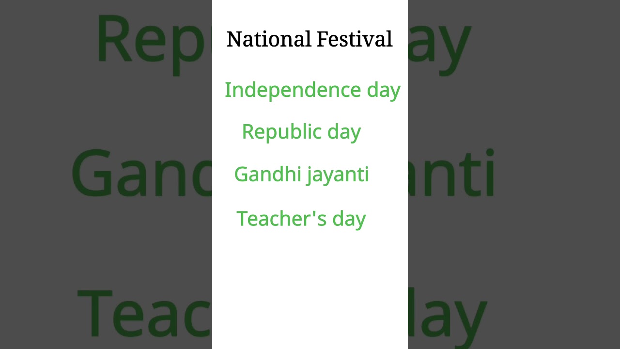 national festivals name#short videos #English vocabulary