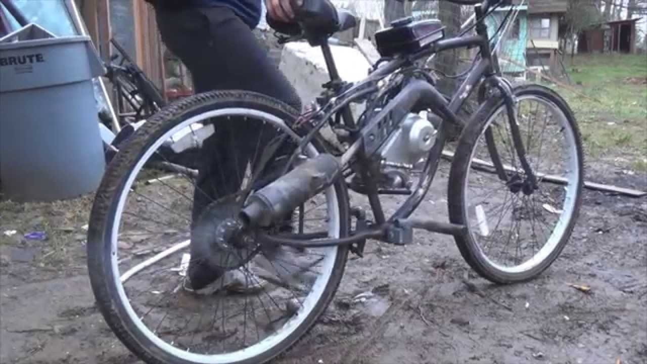 Test ride! Putting Dirt Bike Motor On Bicycle (part 3/4)