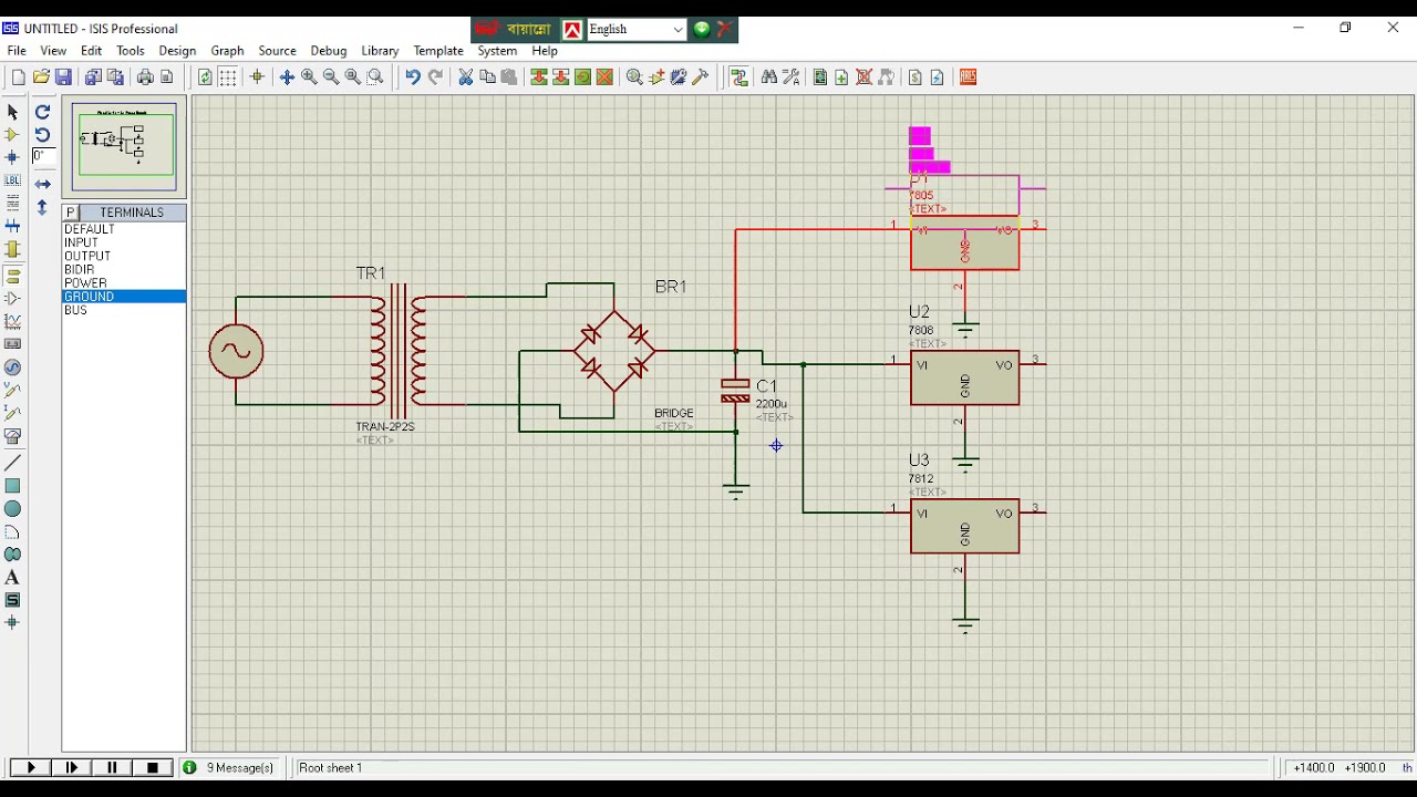 Fixed (5V-8V-12V) power supply circuit Simulink