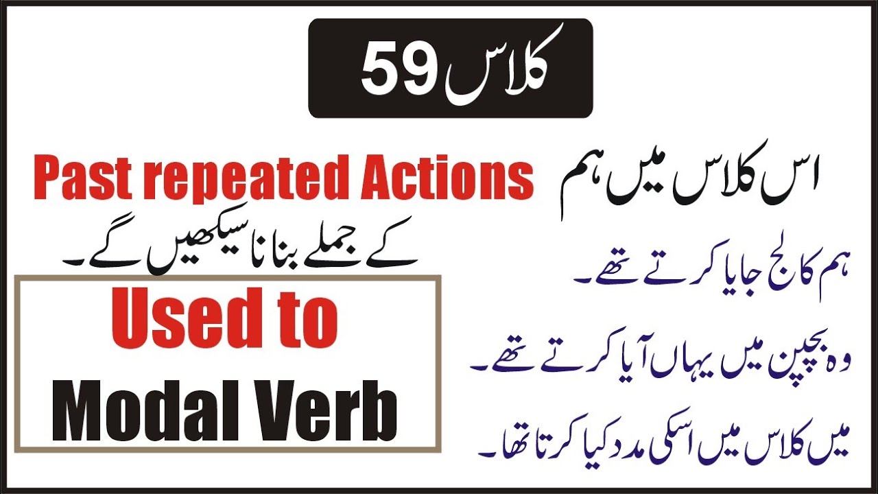 Class 59. Learn the use of used to in English speaking in Urdu/Hindi. English Speaking Course
