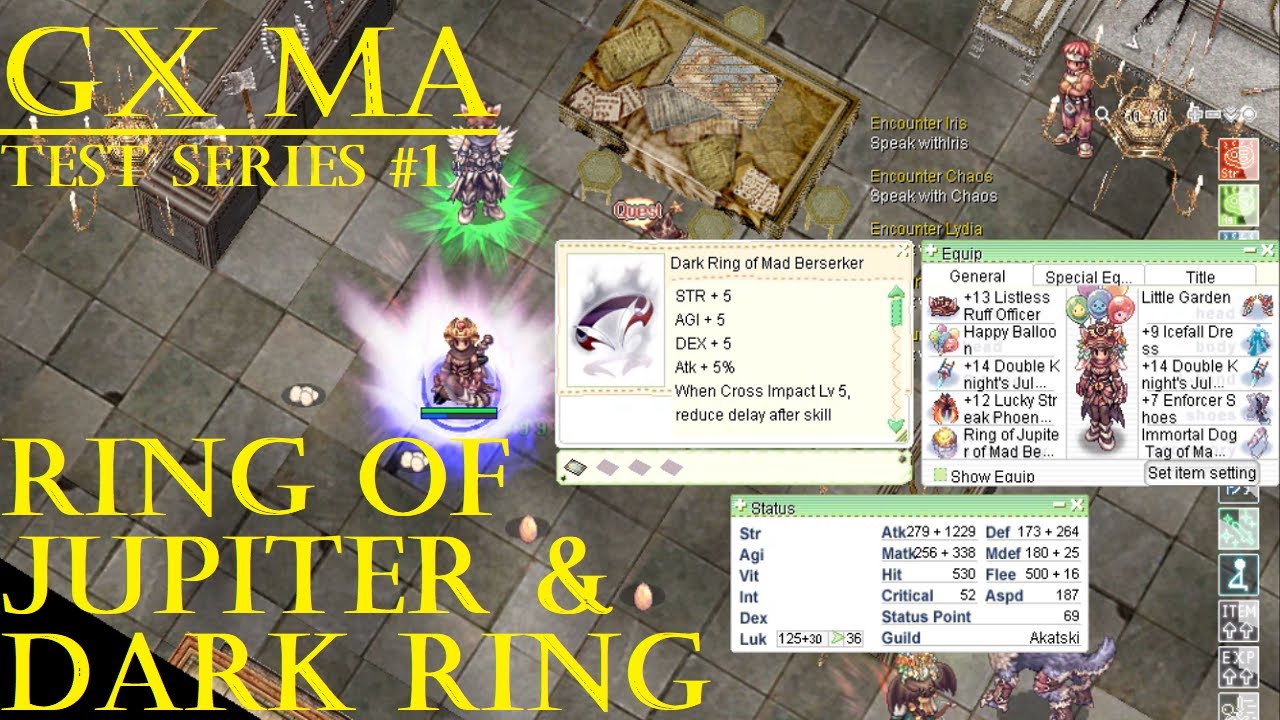 iRO Chaos: Ring of Jupiter and Dark Ring test at 125 base LUK build GX MA