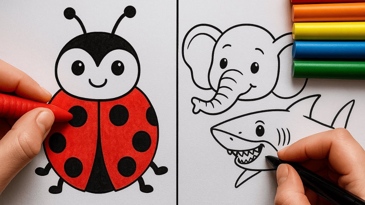 🎨 Magic Coloring Animals – Ladybug, Elephant & Shark! 🐞🐘🦈