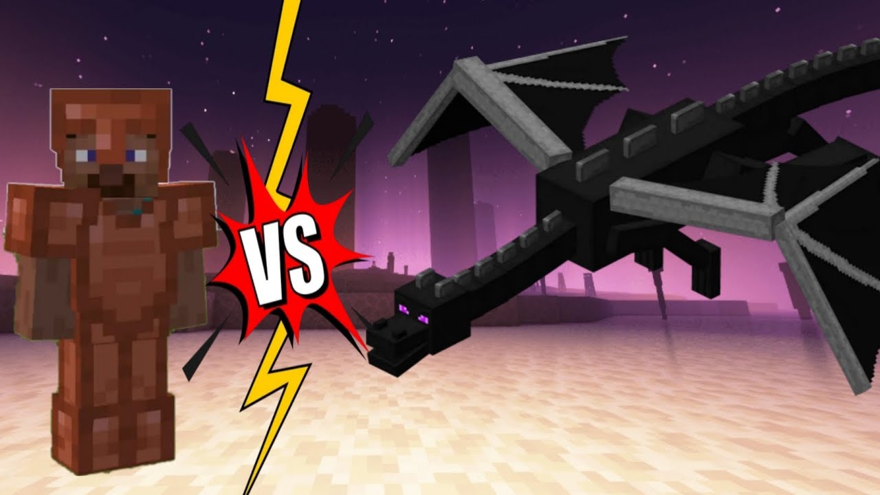 Can I win again Ender dragon in hard mode in copper armour #picsart # Crafting & building #Minecraft