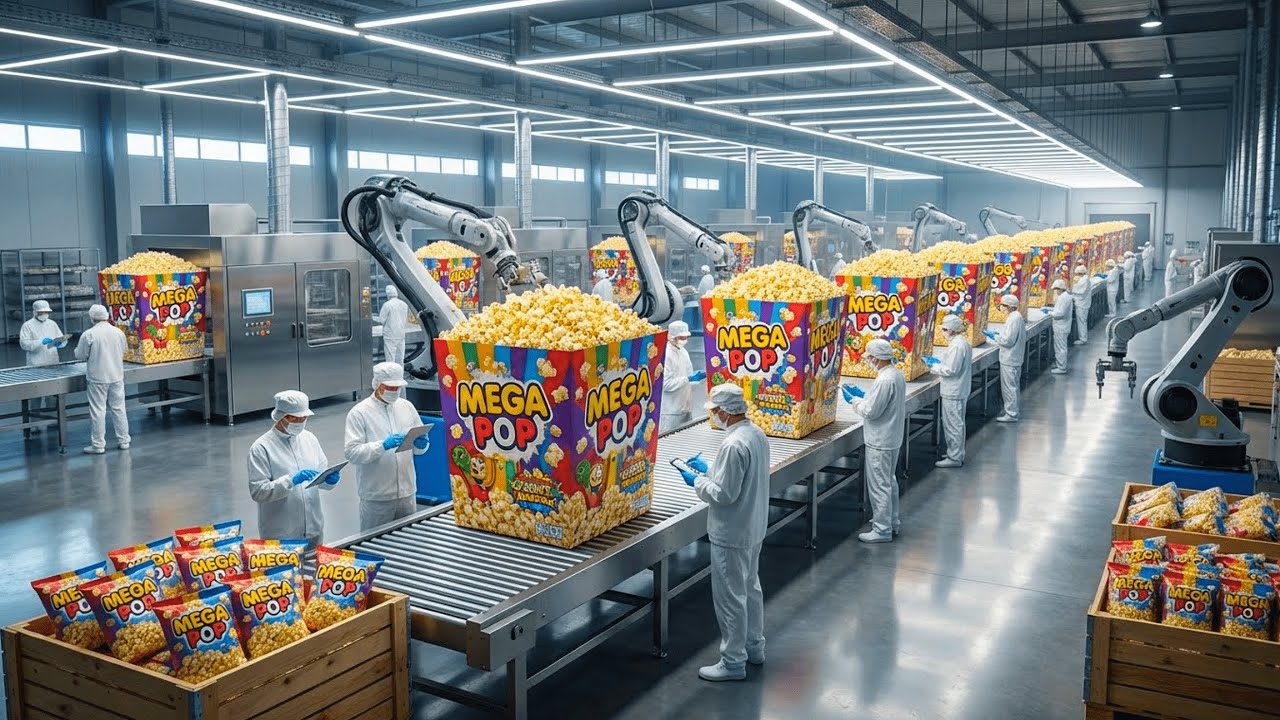 Inside Mega Factory: How They Make Tons Of Movie Theater Popcorn | 4K resolution