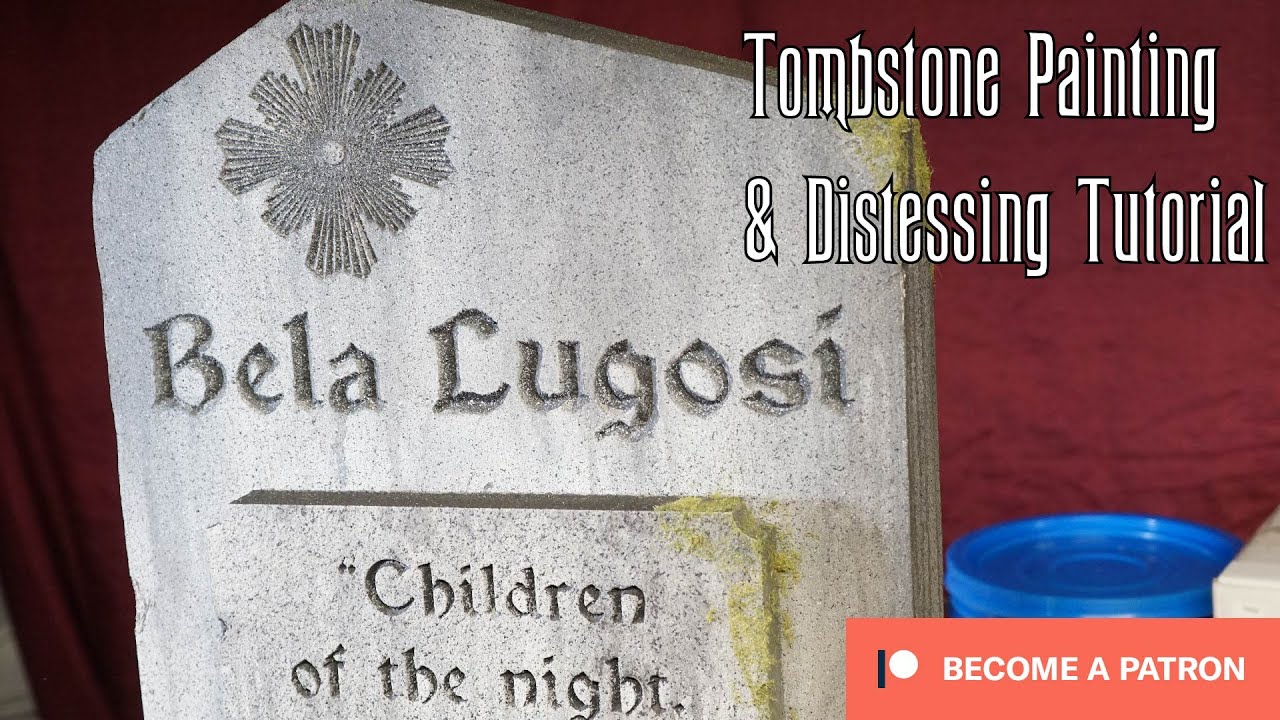 DIY Tombstone Painting & Distressing Tutorial How-To Halloween Prop #halloween #homehaunt #yardhaunt