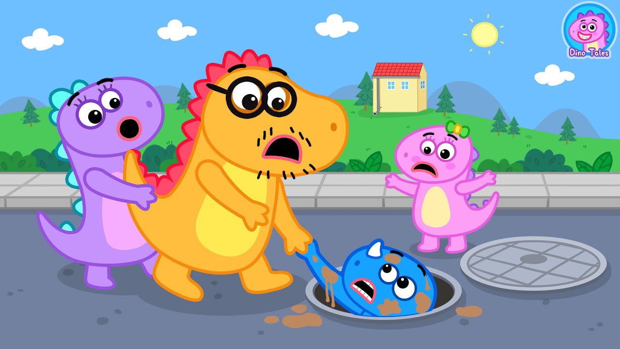 Dino Rescue Adventure - Brother Dinosaur Falls Into Manhole / Dinotales Cartoons for Kids #dinotales
