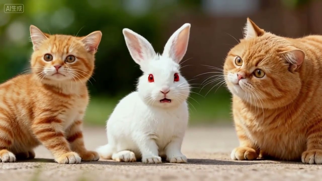 A Heartwarming Day Cat Family Harvests Cabbage and Finds a Lost Bunny  暖心的一天：貓咪一家採收大白菜，驚喜救助走失的小兔子。