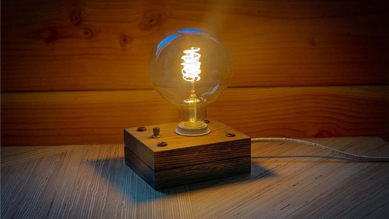 DIY Desk Lamp  - Edison Light - Wood Desk Lamp How to