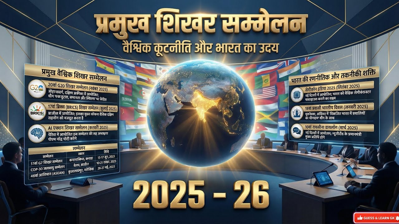 2025–26 के सभी राष्ट्रीय व अंतरराष्ट्रीय शिखर सम्मेलन | MPPSC Exam Special One Shot | All Exams 📚