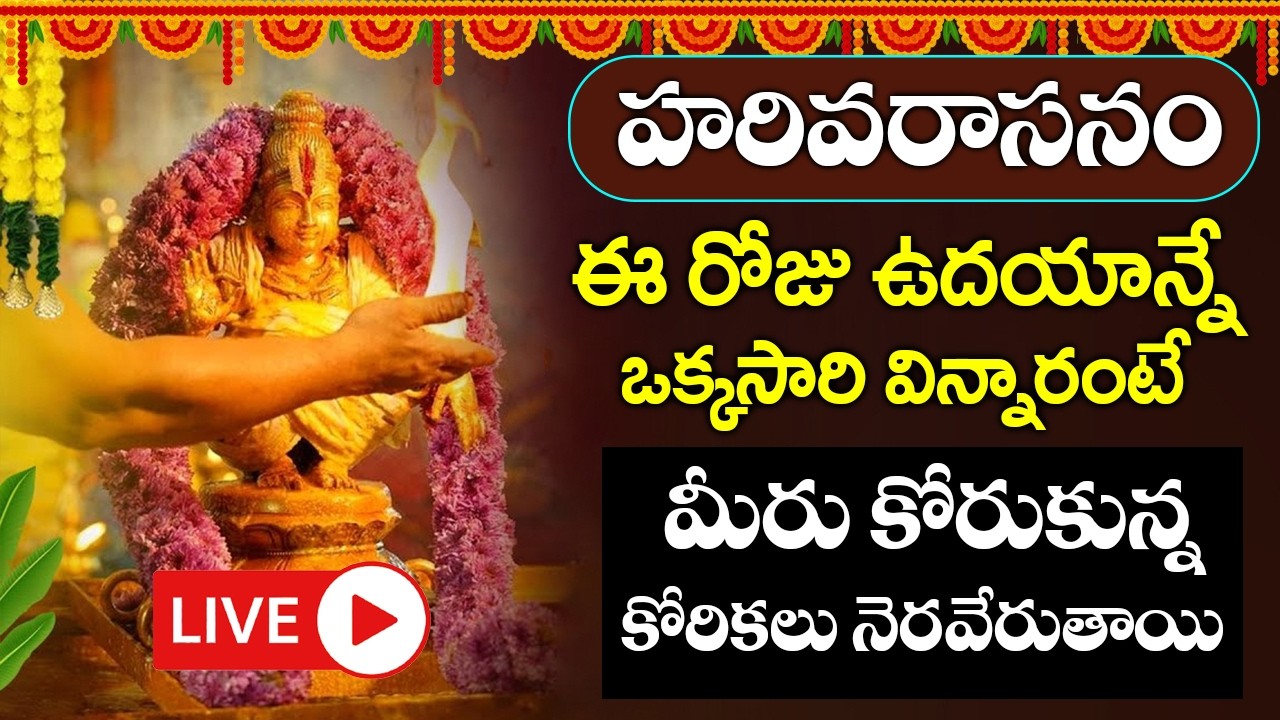 LIVE : బుధవారం రోజు హరివరాసనం అయ్యప్ప స్వామి భక్తి పాట వింటే ఏ కష్టాలు మీ దరికి చేరవు- Harivarasanam
