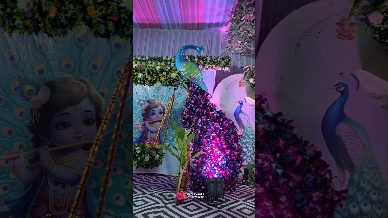 Beautiful Krishna Theme Balloon Decoration 💙🦚 | Birthday Decor by Pari Events 