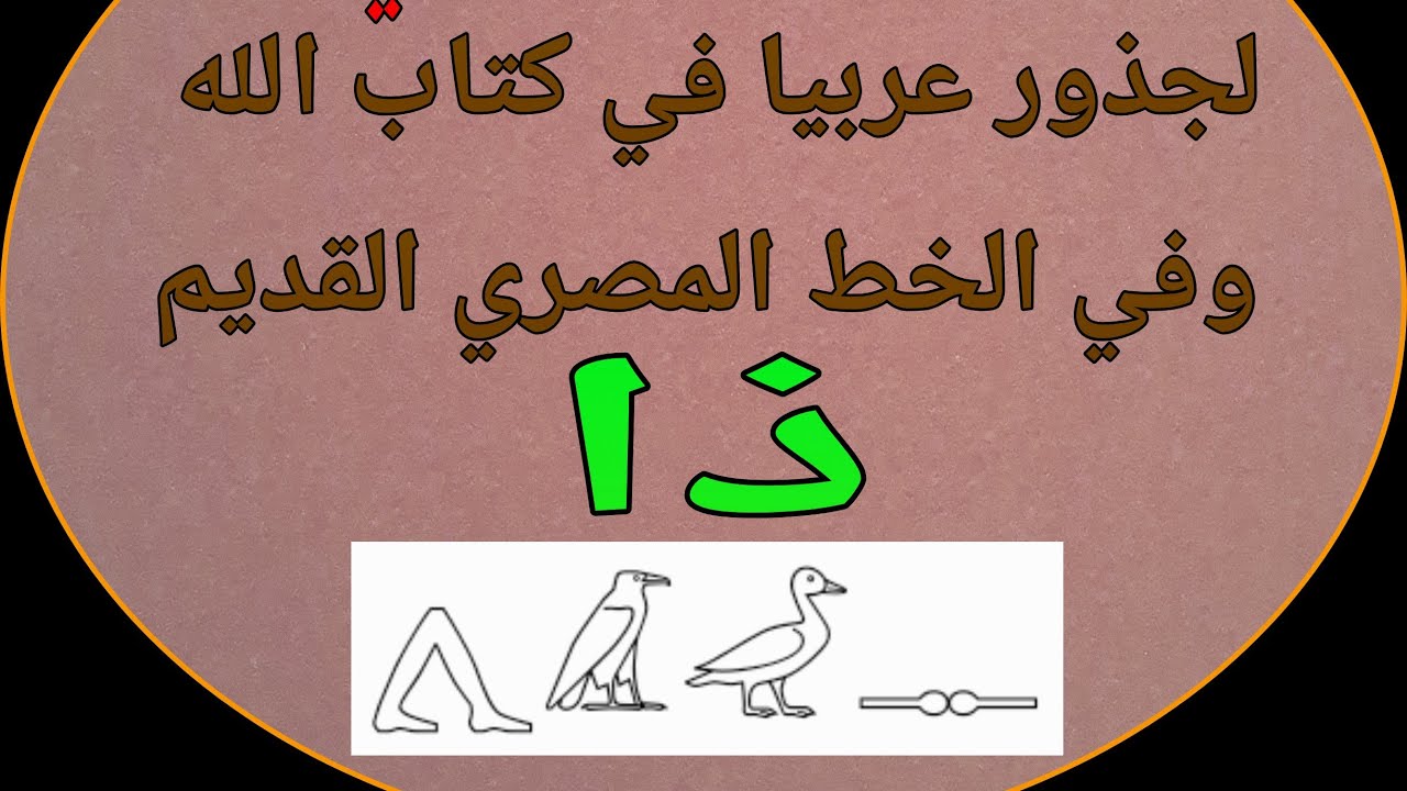 درس لتوضيح جذور عربيا في الخط المصري القديم وكذلك في كتاب الله .. جذر ( ذا )