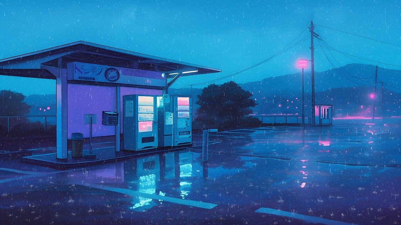 Tokyo After Midnight 🌙 Rain Lofi At A quiet highway rest stop at midnight For Sleep & Relax