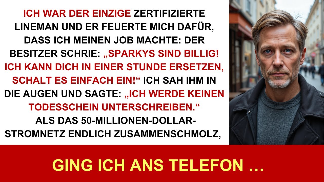 Ich war zertifizierter Lineman, gefeuert: „Sparkys billig“—50-Mio-Netz schmolz, er bettelte am Ende.