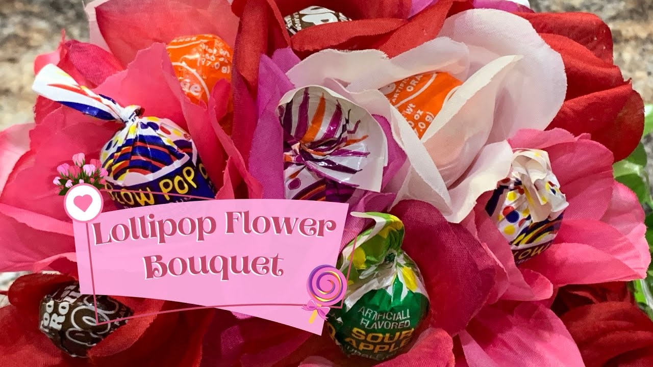 How to Make a 🍭 Lollipop Flower 🌹 Bouquet | Dollar Tree 🍬Candy Bouquet 💐| 💖 Valentine Sucker Bouquet
