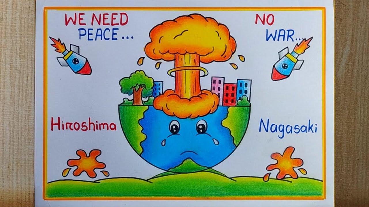 Hiroshima Nagasaki Day drawing easy| Hiroshima Nagasaki Day Poster drawing| Stop war drawing| Peace