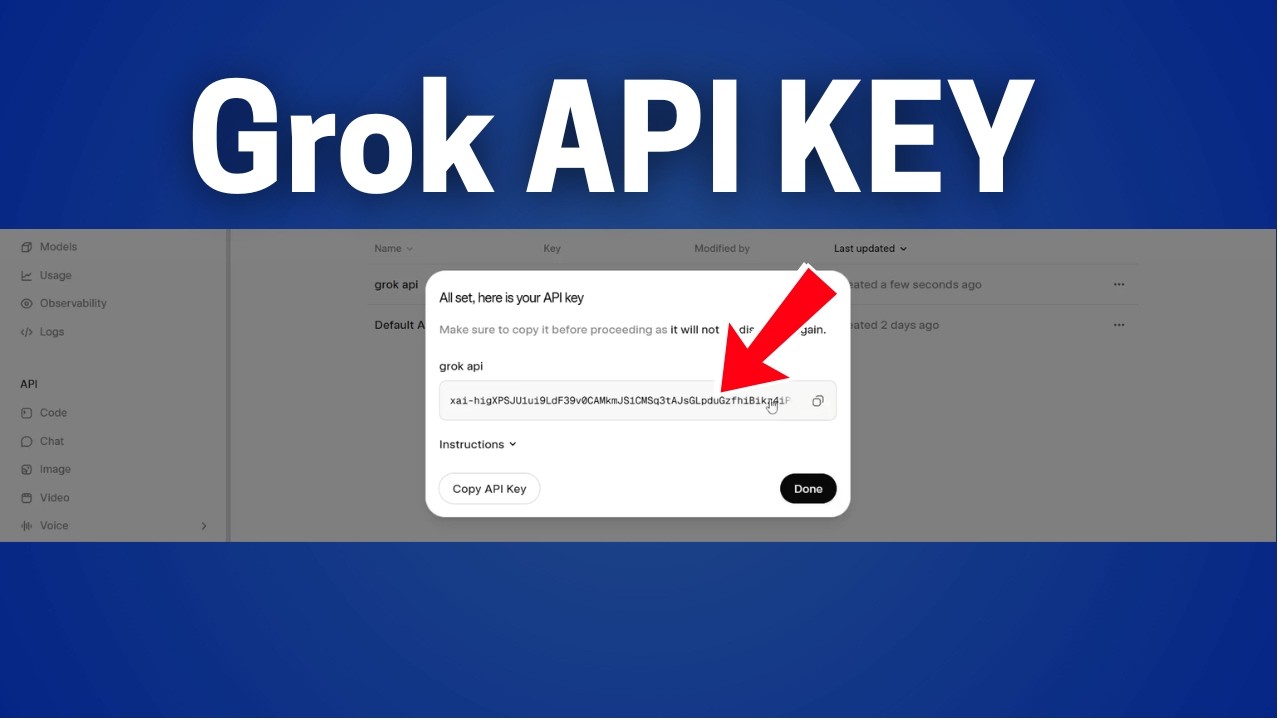 Как получить API-ключ Grok (пошаговая инструкция)